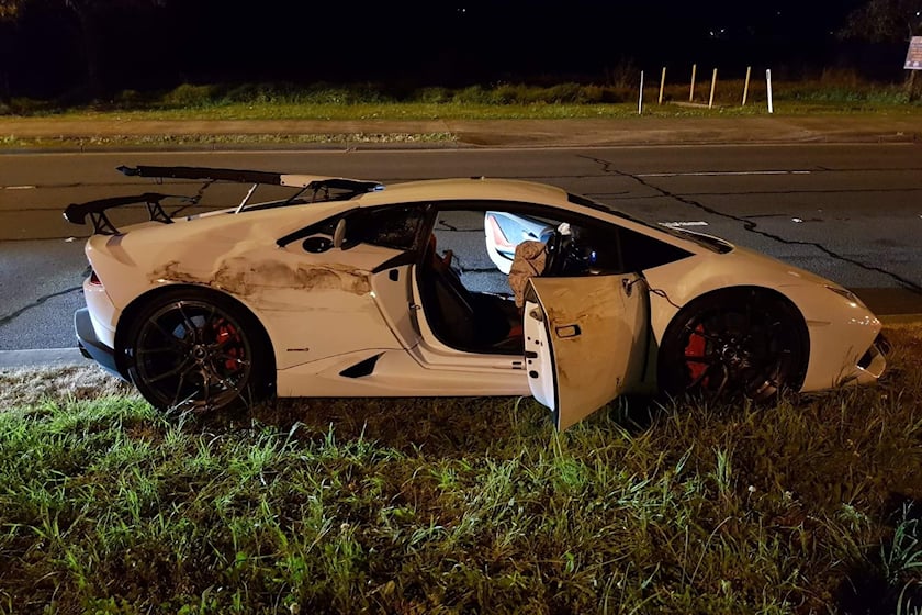 При полицейска гонка Lamborghini Huracan стана на парчета - lambo crash