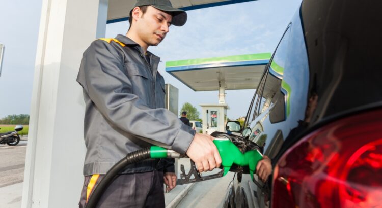 refueling at a gas station