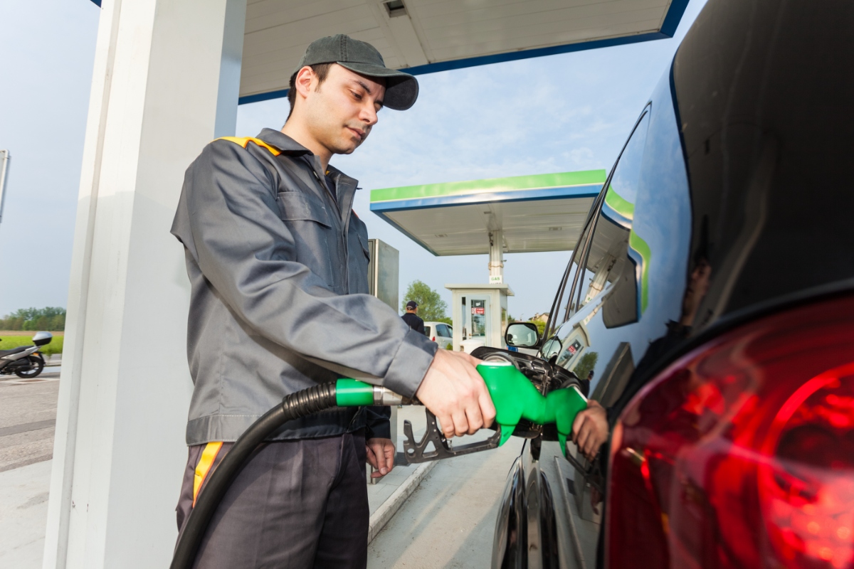 refueling at a gas station