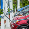 electric cars are charged at electric stations