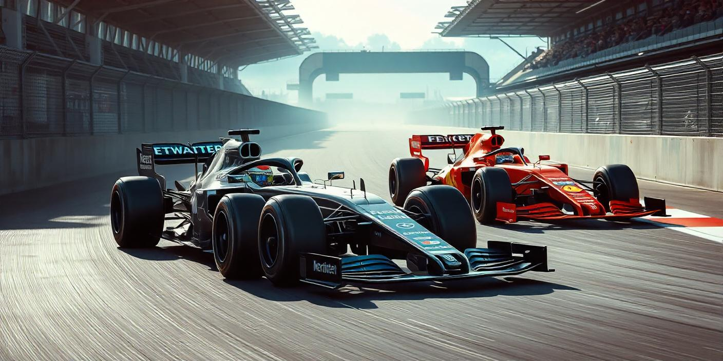 Aston Martin and Mercedes cars in Formula 1