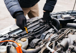 checking the oil in a car