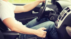man in a car