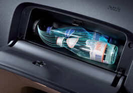 glove compartment of a car in which there are two waters