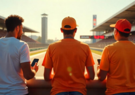 men watching a Formula 1 race