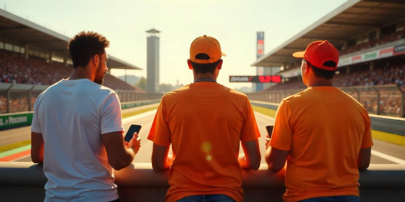 men watching a Formula 1 race