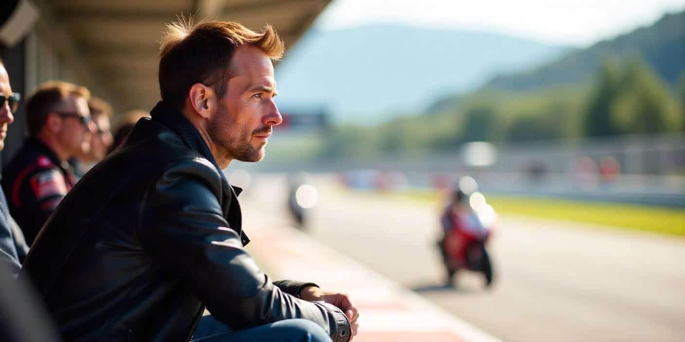European man watching Moto GP
