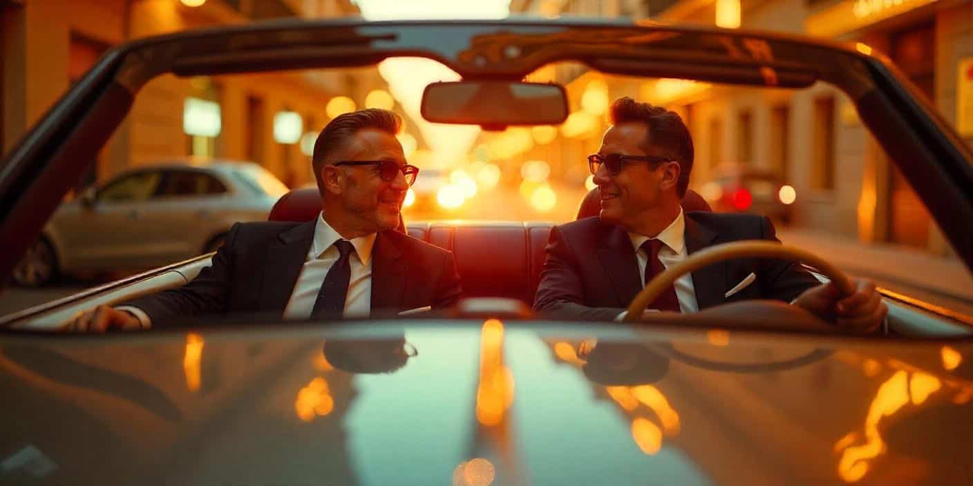 Two men drive a Bentley of Monte Carlo