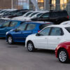 Cars in a row. Used car sales.
