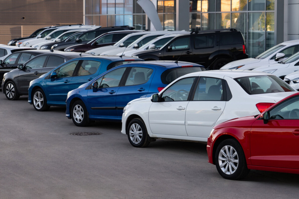 Cars in a row. Used car sales.
