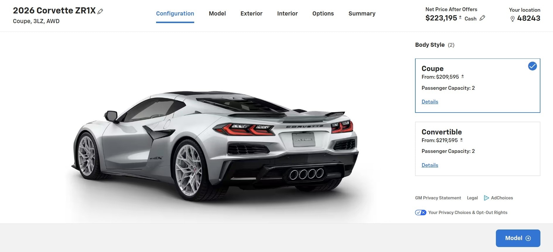 Chevrolet Corvette ZR1X